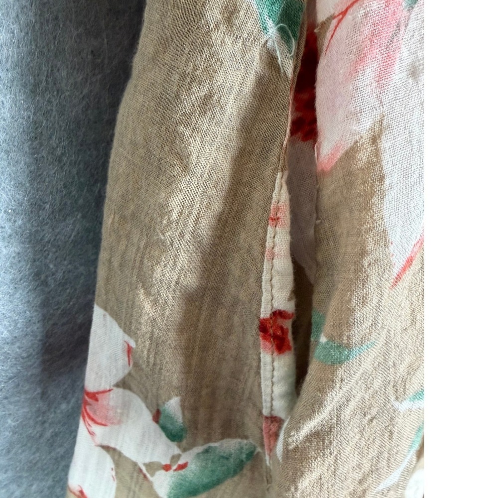Summer Vacation‎ Dress M Floral One Shoulder Ruffle Cotton Linen Tropical Boho - Picture 5 of 8